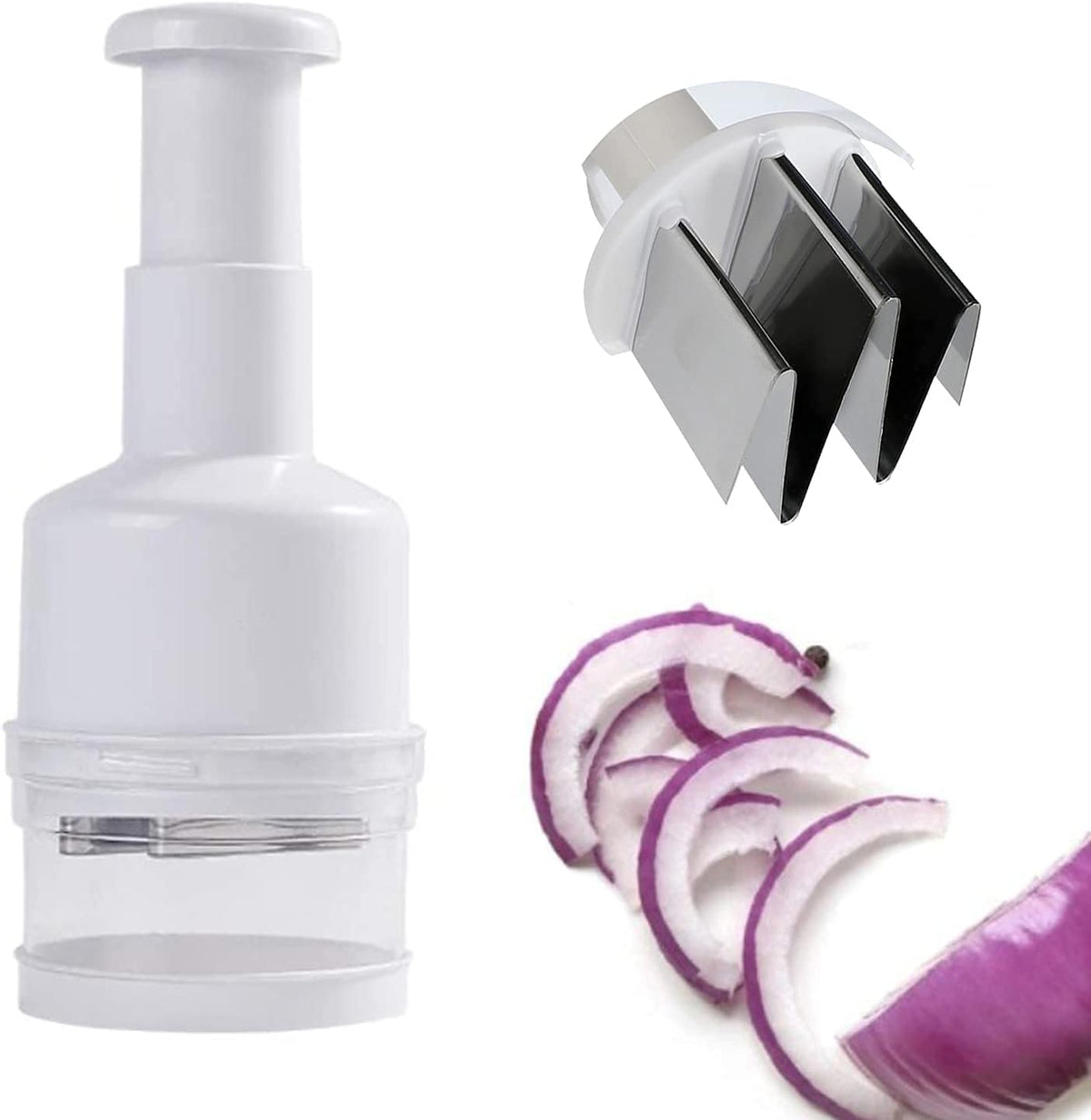 Manual Vegetable Chopper, Handheld Food Chopper, Easy to Clean Manual Slicer Dicer Mincer, Slap Press Chopper Mincer for Vegetables Onions Salads and More