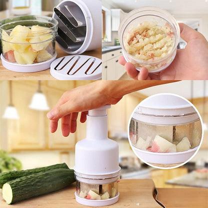 Manual Vegetable Chopper, Handheld Food Chopper, Easy to Clean Manual Slicer Dicer Mincer, Slap Press Chopper Mincer for Vegetables Onions Salads and More