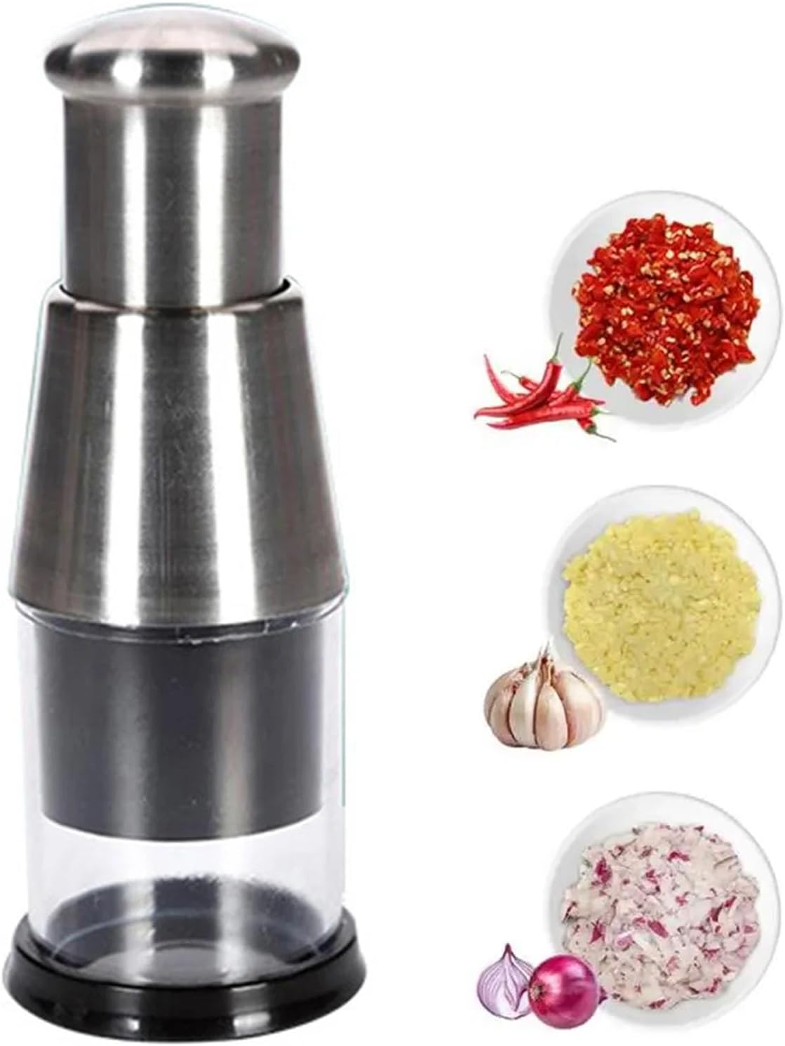 1PCS Manual Garlic Chopper Garlic Crusher Pressing Handheld Food Chopper Slicer Vegetable Cooking Crusher Stainless Steel for Food Enthusiasts and Cooking Staff