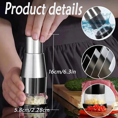 1PCS Manual Garlic Chopper Garlic Crusher Pressing Handheld Food Chopper Slicer Vegetable Cooking Crusher Stainless Steel for Food Enthusiasts and Cooking Staff