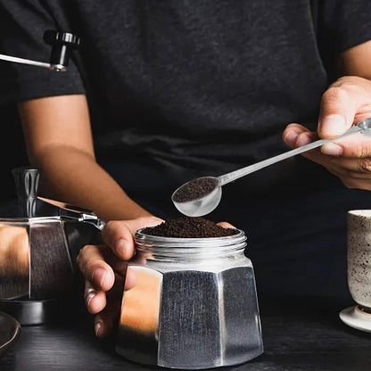 1PCS Stainless Steel Double Head Coffee Measuring Scoop Spoon 1 Tsp (5ml) & 1 Tbsp (15ml) Dual-Measure Long-Handle Spoon with Tick Mark for Tea Sugar for Coffee and Baking Precise Measurements