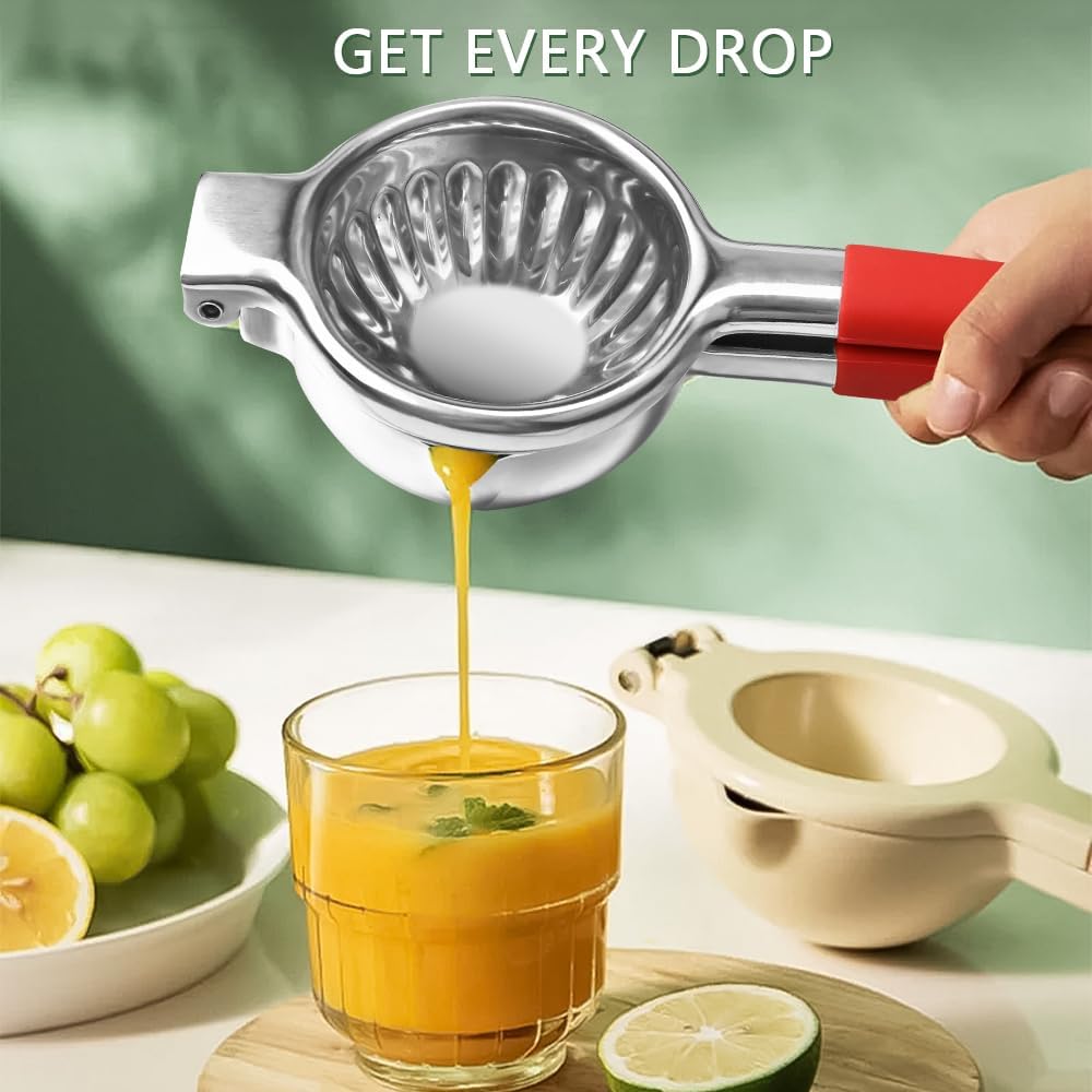 Stainless Steel Lemon Squeezer Lime Lemon and Fruit Juicer with Silicone Handles Large Manual Citrus Press Juicer