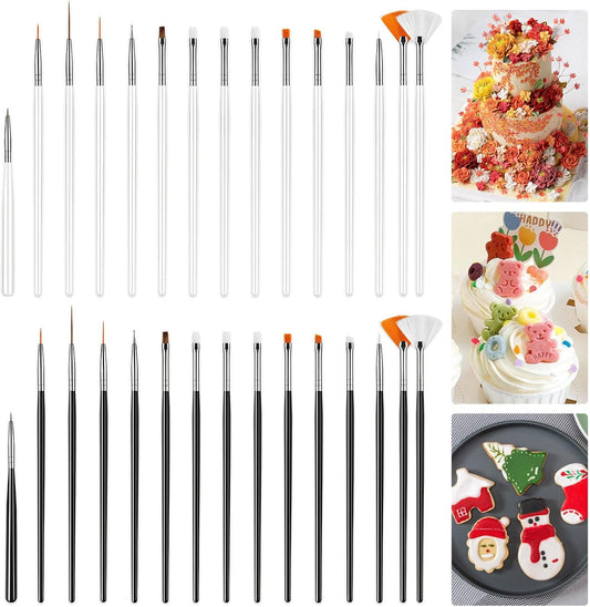 30PCS Food Safe Paint Brushes - Professional Cake Decorating Tools Kit for Cookies, Cupcakes & Fondant Cookie Decorating Supplies