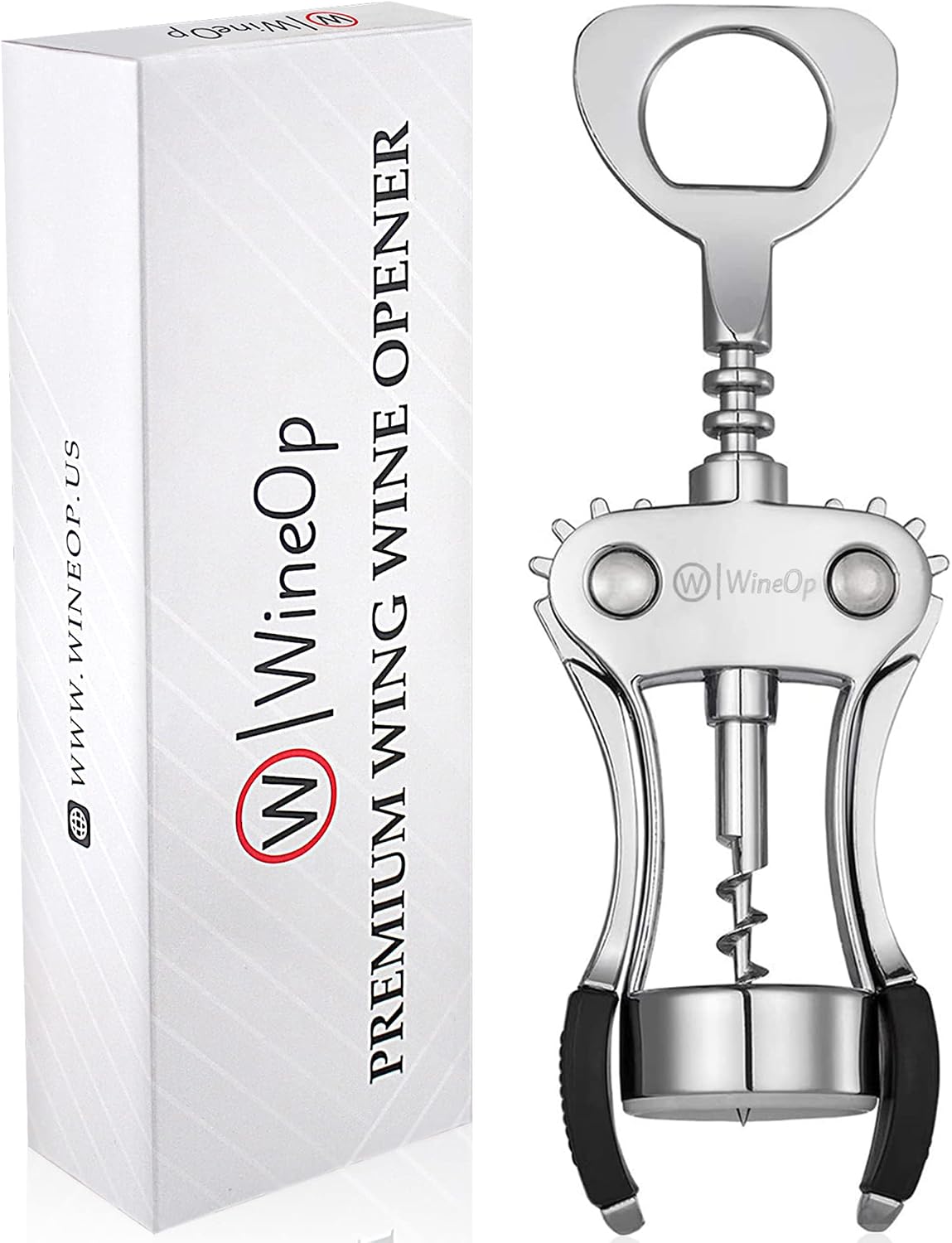 WineOp Professional Winged Wine Bottle Opener Corkscrew Beer Bottle Opener | Premium Wing Wine Opener Cork Screw for Home Kitchen Restaurant Bar Waiters Bartenders Multifunctional Easy Use Cork Opener