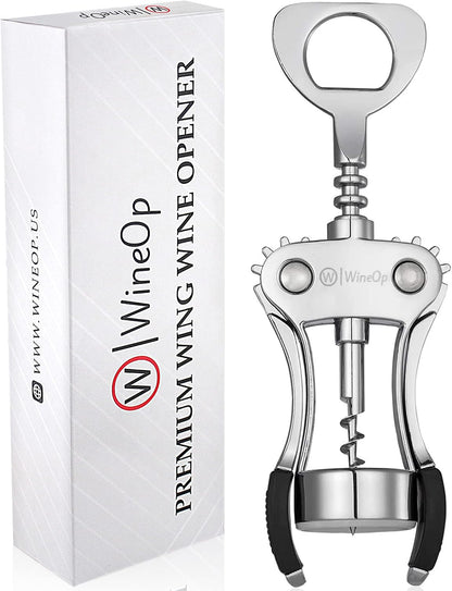 WineOp Professional Winged Wine Bottle Opener Corkscrew Beer Bottle Opener | Premium Wing Wine Opener Cork Screw for Home Kitchen Restaurant Bar Waiters Bartenders Multifunctional Easy Use Cork Opener