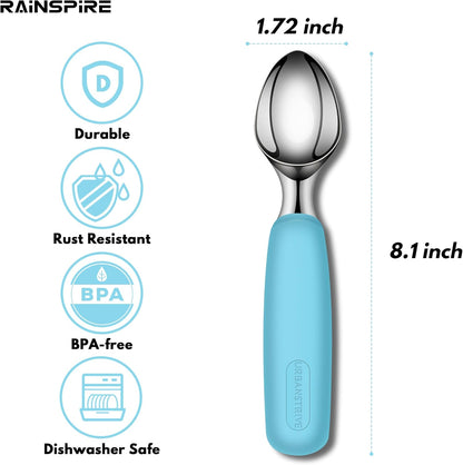 Ice Cream Scoop Stainless Steel, Ice Cream Scooper Professional Large Ice Cream Scoops With Non-Slip Rubber Handle, Ice Cream Spade for Cookie Dough, Gelato, Sorbet, Melon (Black)