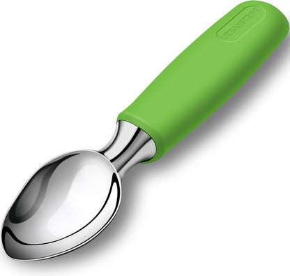 Ice Cream Scoop Stainless Steel, Ice Cream Scooper Professional Large Ice Cream Scoops With Non-Slip Rubber Handle, Ice Cream Spade for Cookie Dough, Gelato, Sorbet, Melon (Black)