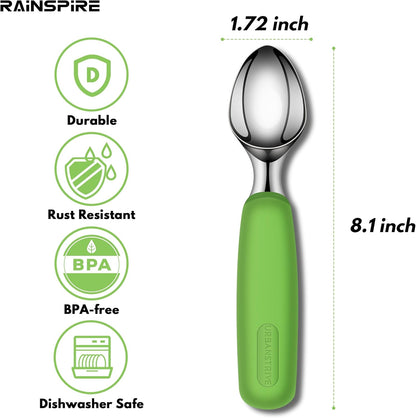 Ice Cream Scoop Stainless Steel, Ice Cream Scooper Professional Large Ice Cream Scoops With Non-Slip Rubber Handle, Ice Cream Spade for Cookie Dough, Gelato, Sorbet, Melon (Black)