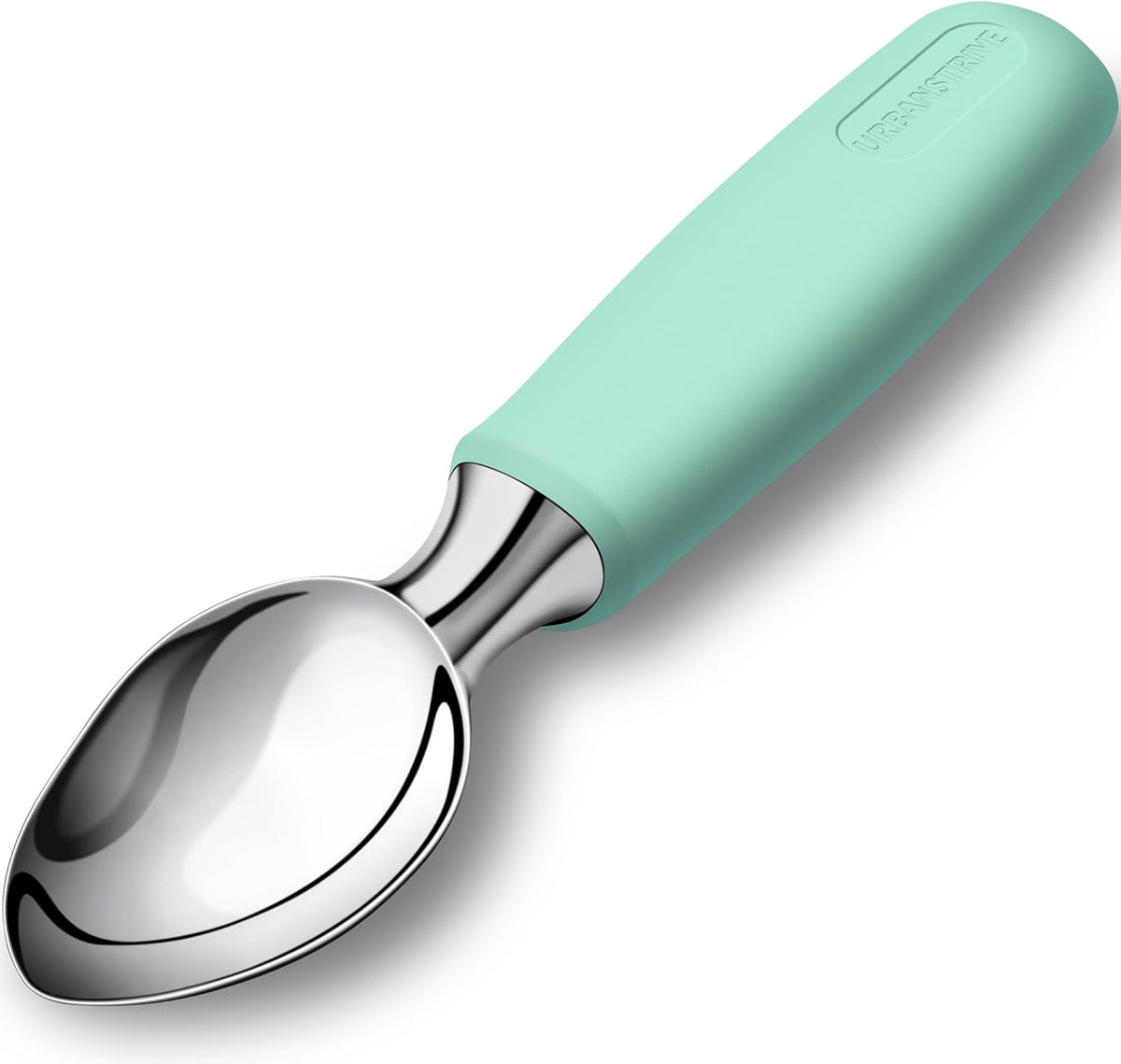 Ice Cream Scoop Stainless Steel, Ice Cream Scooper Professional Large Ice Cream Scoops With Non-Slip Rubber Handle, Ice Cream Spade for Cookie Dough, Gelato, Sorbet, Melon (Black)