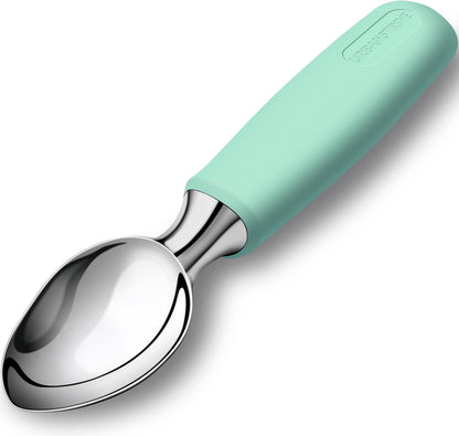Ice Cream Scoop Stainless Steel, Ice Cream Scooper Professional Large Ice Cream Scoops With Non-Slip Rubber Handle, Ice Cream Spade for Cookie Dough, Gelato, Sorbet, Melon (Black)