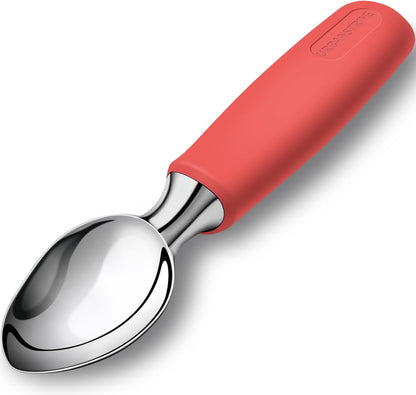 Ice Cream Scoop Stainless Steel, Ice Cream Scooper Professional Large Ice Cream Scoops With Non-Slip Rubber Handle, Ice Cream Spade for Cookie Dough, Gelato, Sorbet, Melon (Black)