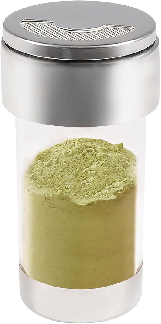 Mesh Shaker or Salt Shaker, Stainless Steel Salt Dispenser, Clear Acrylic Seasoning Fine Mesh Shaker with Rotating Cover, 3.7 Ounces (110 Milliliter)