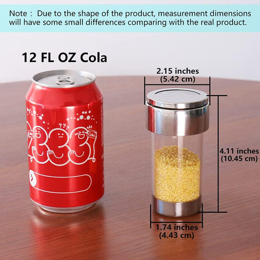 Mesh Shaker or Salt Shaker, Stainless Steel Salt Dispenser, Clear Acrylic Seasoning Fine Mesh Shaker with Rotating Cover, 3.7 Ounces (110 Milliliter)