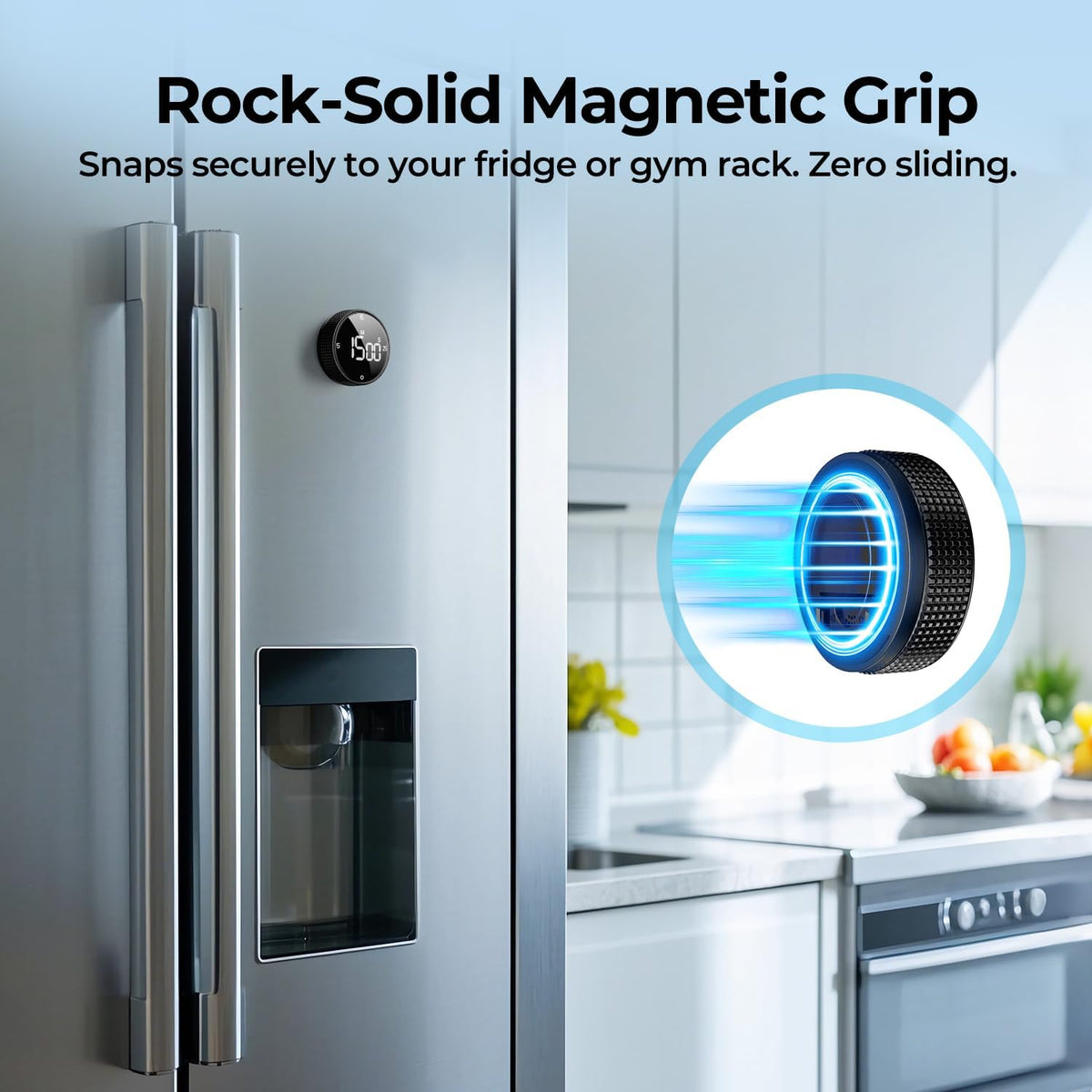 USB Rechargeable Magnetic Kitchen Timer for Cooking, Building 800mAh Battery Large Display Digital Countdown Countup Timer, 3 Preset 5/15/25 Mins Loud Alarm for Kitchen Classroom Grilling Studying