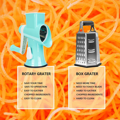 Rotary Cheese Grater with Handle-Versatile Cheese Grater | Non Slip Suction Base,Cheese Shredder&Food Slicer for Cheese,Carrots,Cucumbers,Nuts Compact&Easy Clean Kitchen Kitchen Tool