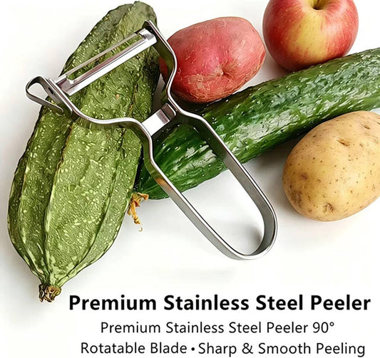 Ultra Sharp Y Stainless Steel Peeler, 90° Swivel Blade Vegetable Fruit Peeler for Kitchen, All Metal Apple Potato Peeler with Eye Remover