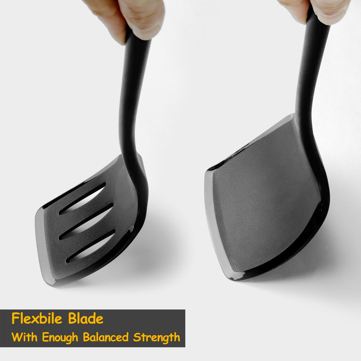 Silicone Spatula Set, 600°F Heat Resistant Kitchen Utensils, 4-Pcs, Black