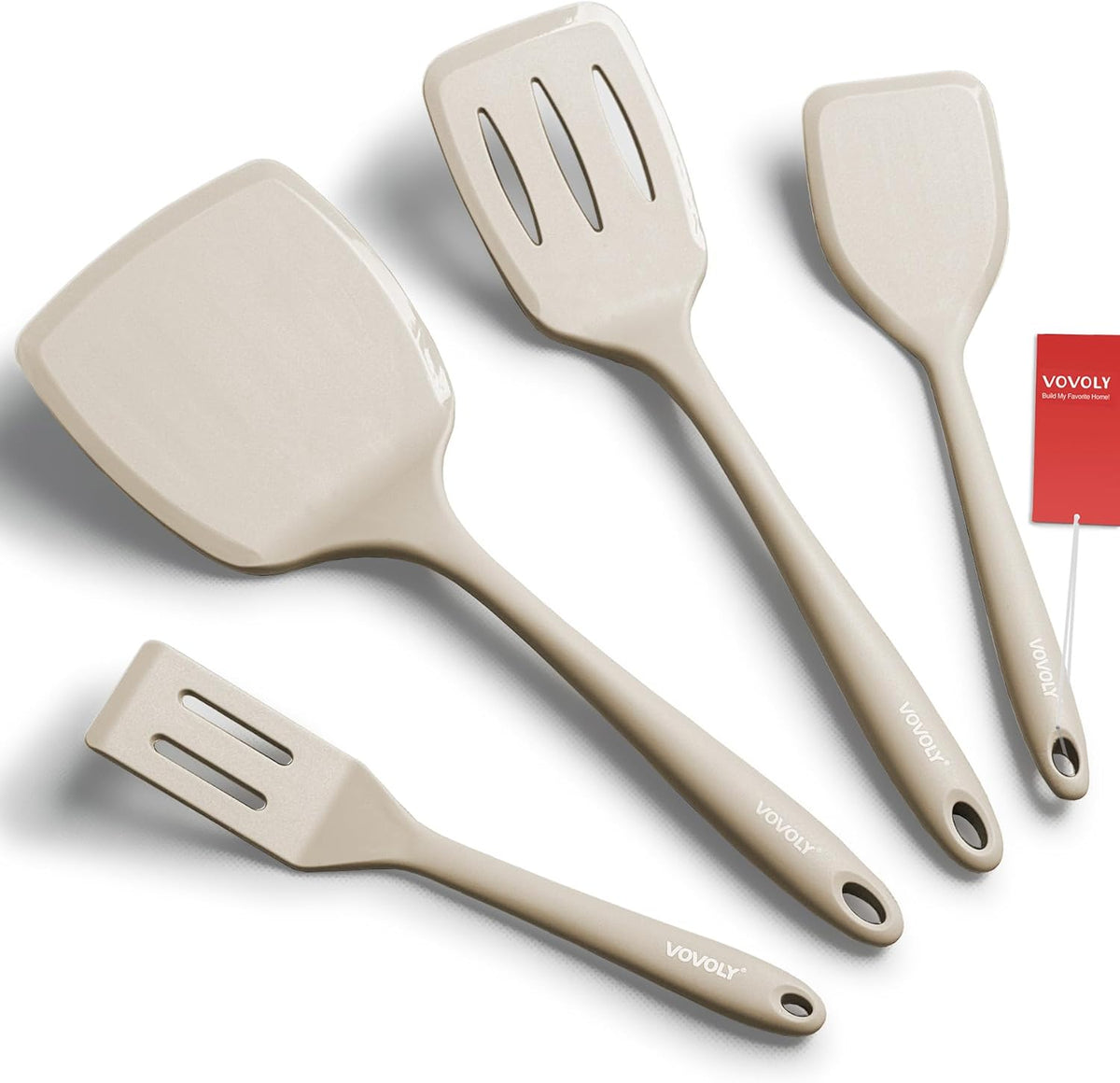 Silicone Spatula Set, 600°F Heat Resistant Kitchen Utensils, 4-Pcs, Black