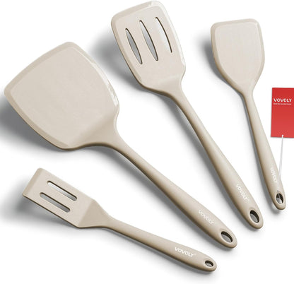 Silicone Spatula Set, 600°F Heat Resistant Kitchen Utensils, 4-Pcs, Black