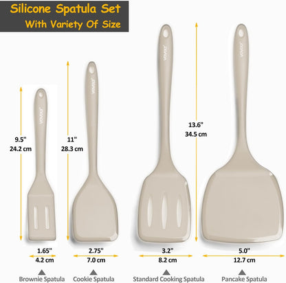 Silicone Spatula Set, 600°F Heat Resistant Kitchen Utensils, 4-Pcs, Black