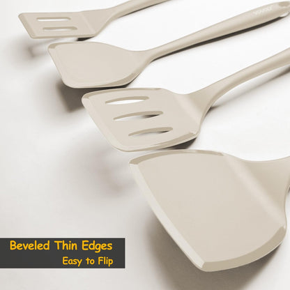 Silicone Spatula Set, 600°F Heat Resistant Kitchen Utensils, 4-Pcs, Black