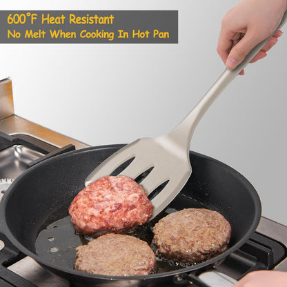 Silicone Spatula Set, 600°F Heat Resistant Kitchen Utensils, 4-Pcs, Black