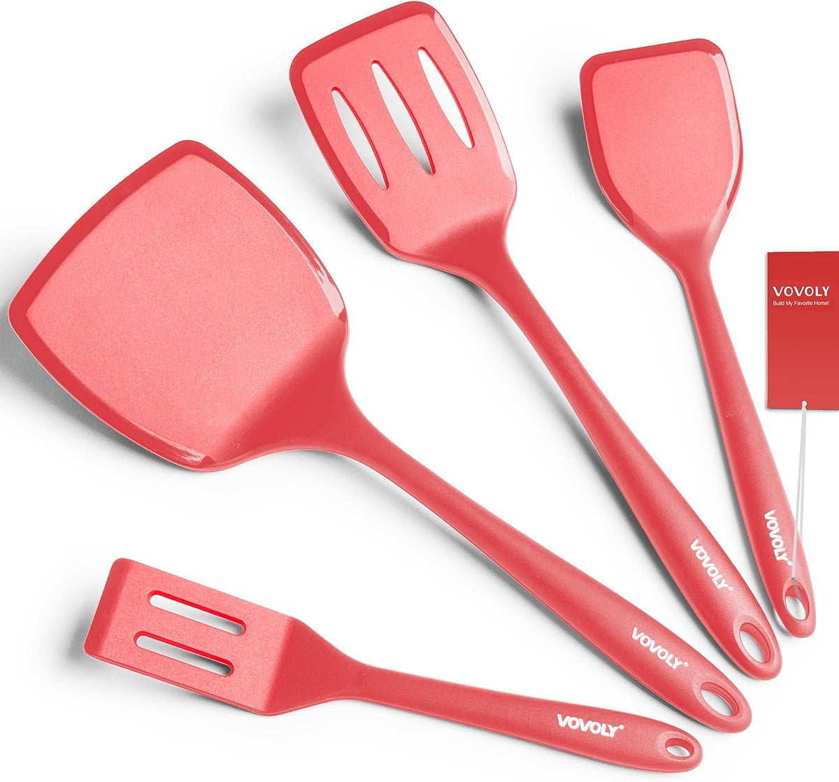 Silicone Spatula Set, 600°F Heat Resistant Kitchen Utensils, 4-Pcs, Black