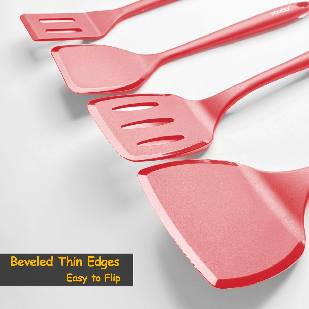 Silicone Spatula Set, 600°F Heat Resistant Kitchen Utensils, 4-Pcs, Black