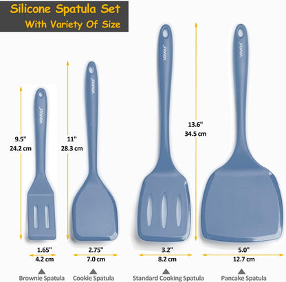 Silicone Spatula Set, 600°F Heat Resistant Kitchen Utensils, 4-Pcs, Black