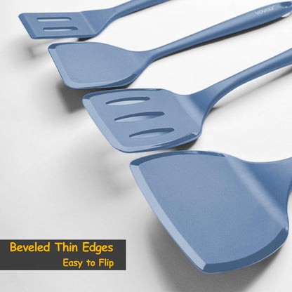Silicone Spatula Set, 600°F Heat Resistant Kitchen Utensils, 4-Pcs, Black