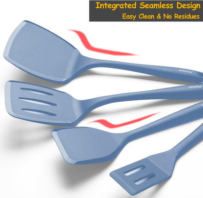 Silicone Spatula Set, 600°F Heat Resistant Kitchen Utensils, 4-Pcs, Black