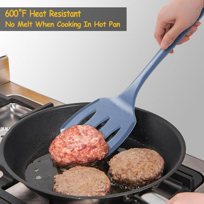 Silicone Spatula Set, 600°F Heat Resistant Kitchen Utensils, 4-Pcs, Black