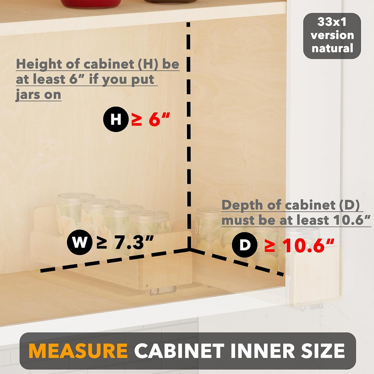 Bamboo Pull Out Spice Rack Organizer for Cabinet, Heavy Duty Slide Out Seasoning Kitchen Pantry Sliding Vertical Organization, 7.6" Wide, 3 Drawers(2" Wide), 2-Tier, Natural
