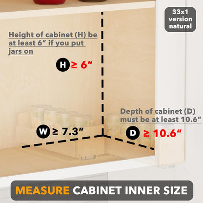 Bamboo Pull Out Spice Rack Organizer for Cabinet, Heavy Duty Slide Out Seasoning Kitchen Pantry Sliding Vertical Organization, 7.6" Wide, 3 Drawers(2" Wide), 2-Tier, Natural