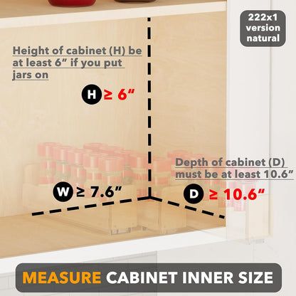 Bamboo Pull Out Spice Rack Organizer for Cabinet, Heavy Duty Slide Out Seasoning Kitchen Pantry Sliding Vertical Organization, 7.6" Wide, 3 Drawers(2" Wide), 2-Tier, Natural