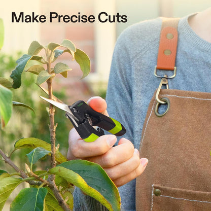 6.5 Inch Gardening Scissors Hand Pruner Pruning Shear with Straight Stainless Steel Blades Orange
