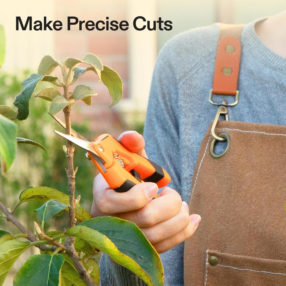 6.5 Inch Gardening Scissors Hand Pruner Pruning Shear with Straight Stainless Steel Blades Orange
