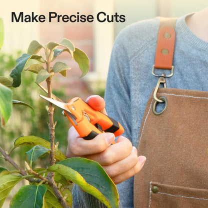 6.5 Inch Gardening Scissors Hand Pruner Pruning Shear with Straight Stainless Steel Blades Orange