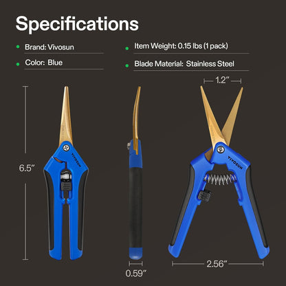 6.5 Inch Gardening Scissors Hand Pruner Pruning Shear with Straight Stainless Steel Blades Orange