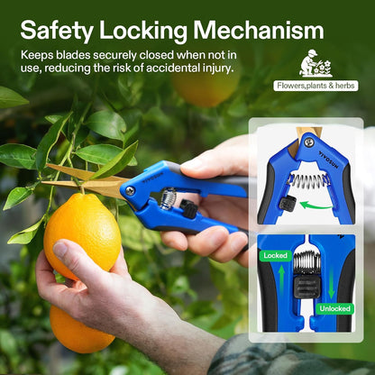 6.5 Inch Gardening Scissors Hand Pruner Pruning Shear with Straight Stainless Steel Blades Orange