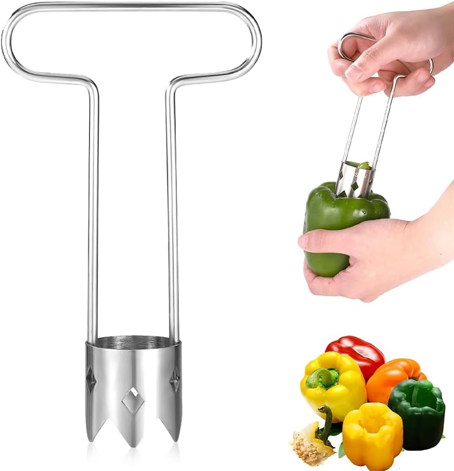 Fruit and Vegetable Corer Tool, Red Bell Pepper Seed Corer