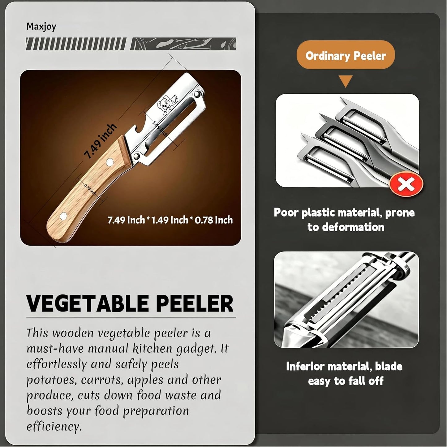 Corn Peeler & Cob Stripper, Stainless Blade for Corn on the Cob | Effortless cob stripping, rust-resistant build, no messy splatter, for fresh & cooked corn, clean kernels, easy to clean