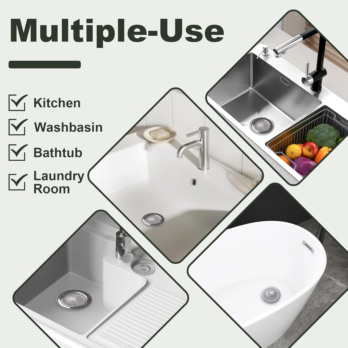 300 PCS Kitchen Sink Strainer Mesh Bag, Small Disposable Mesh Sink Strainer Bags, Fit All Drain Sinks for Kitchen, Bath, Tub, Anti-Clogging