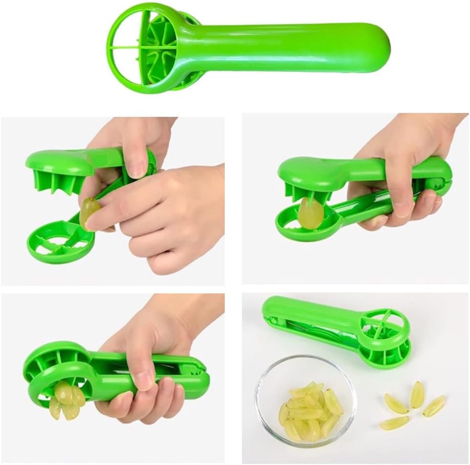 Grape Cutter Grape Tomato Slicer with Ergonomic Long Handle Handheld Strawberry Cutter Quarter Slicer Tools for Grapes Cherry Tomatoes On The Vine Strawberries Veggies Fruit Salad
