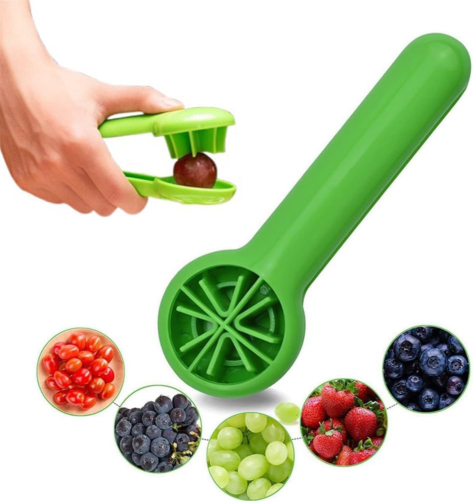 Grape Cutter Grape Tomato Slicer with Ergonomic Long Handle Handheld Strawberry Cutter Quarter Slicer Tools for Grapes Cherry Tomatoes On The Vine Strawberries Veggies Fruit Salad