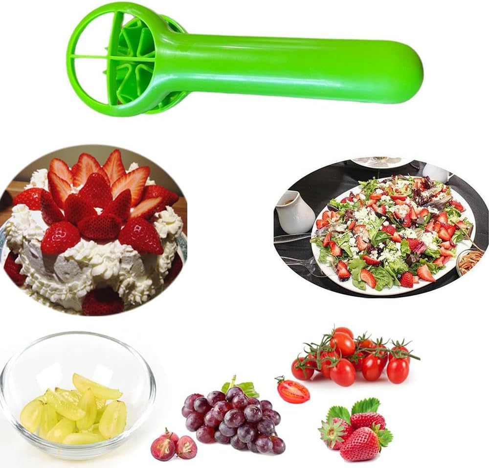 Grape Cutter Grape Tomato Slicer with Ergonomic Long Handle Handheld Strawberry Cutter Quarter Slicer Tools for Grapes Cherry Tomatoes On The Vine Strawberries Veggies Fruit Salad
