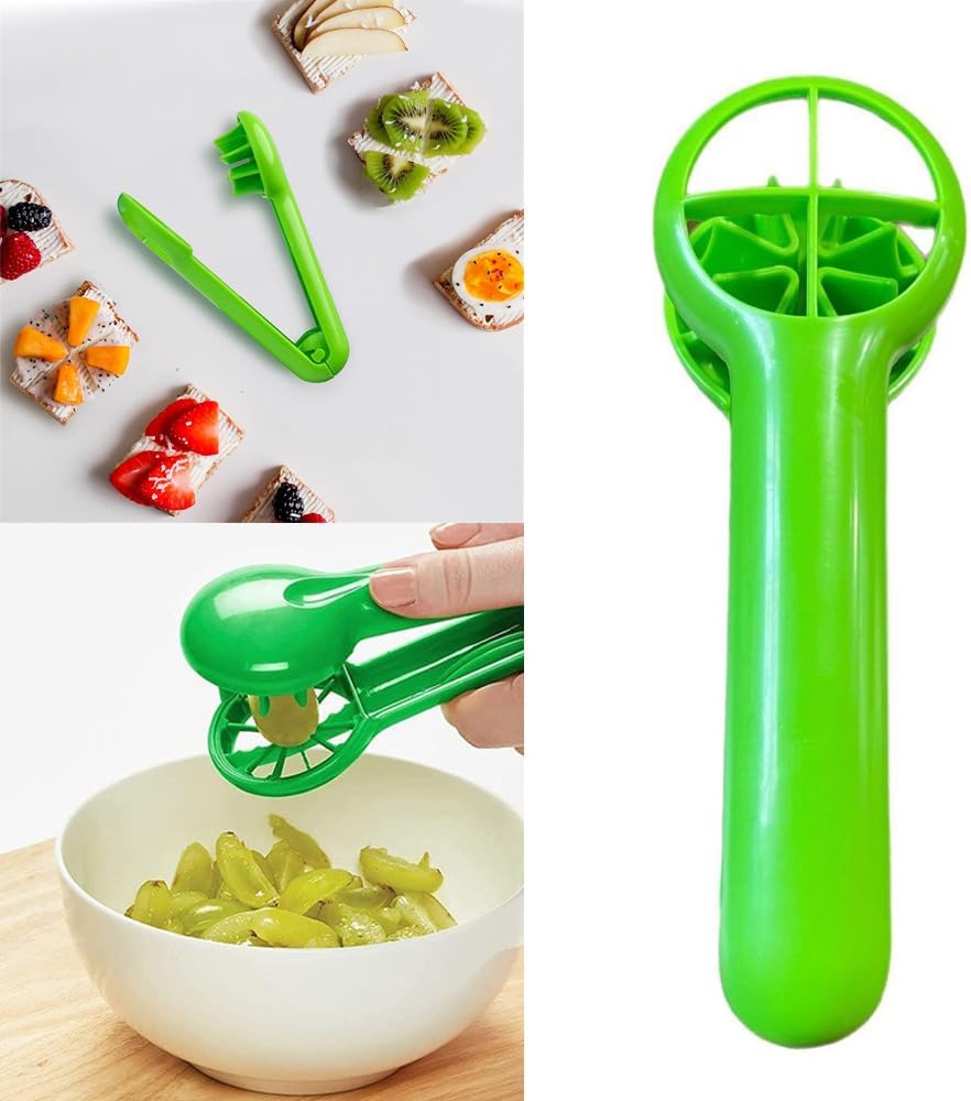 Grape Cutter Grape Tomato Slicer with Ergonomic Long Handle Handheld Strawberry Cutter Quarter Slicer Tools for Grapes Cherry Tomatoes On The Vine Strawberries Veggies Fruit Salad
