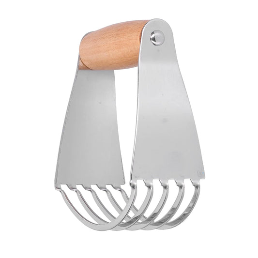 Stainless Steel Duty Dough Blender and Pastry Cutter for Flaky Pastries & Crispy Crusts – Professional Baking Tool, Wood Color, Compatible with Home Kitchens