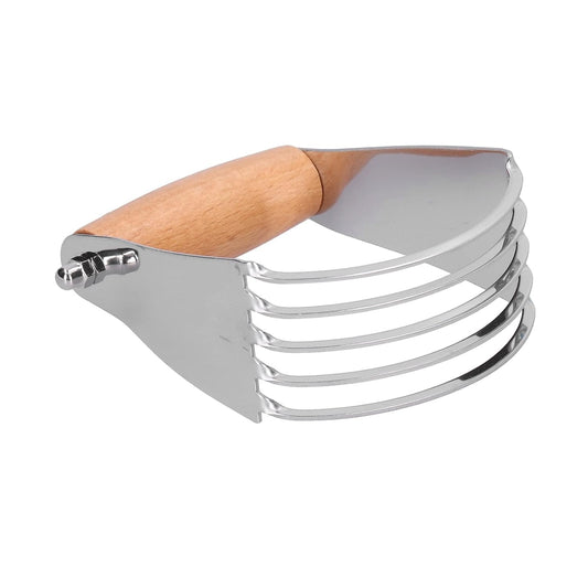 Stainless Steel Duty Dough Blender and Pastry Cutter for Flaky Pastries & Crispy Crusts – Professional Baking Tool, Wood Color, Compatible with Home Kitchens
