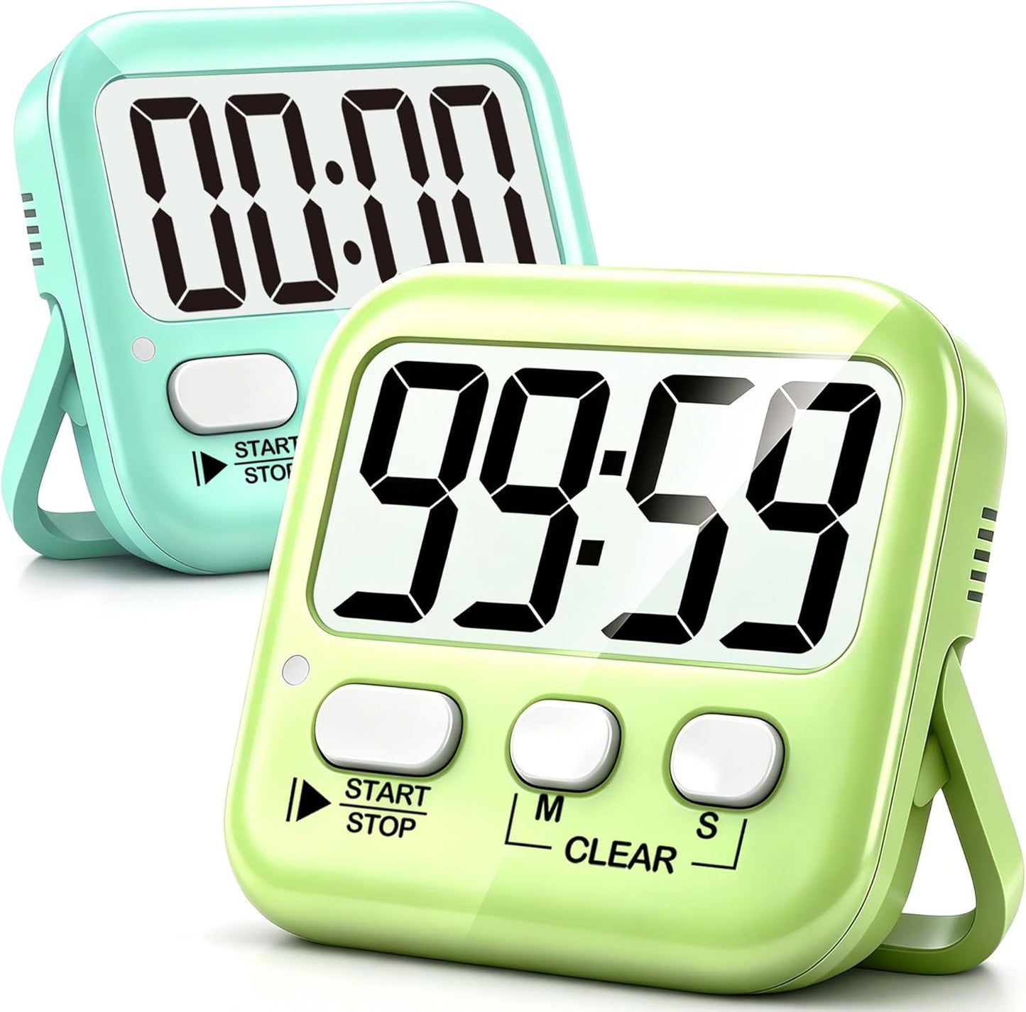 2 Pack Digital Timer for Kids Classroom Kitchen Timers for Cooking | Compact, Easy to View, Alarm/Mute LED Remind, Count Down/Up, Magnetic/Kickstand/Hanging, Classroom Timer for Teacher Supplies